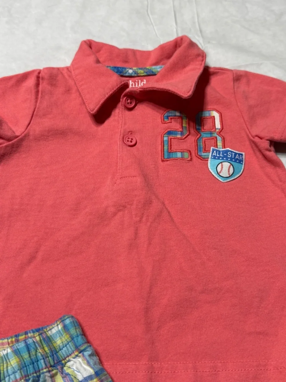 Carter's Baby Boy Polo and Shorts Plaid Outfit Size 0-3 Months